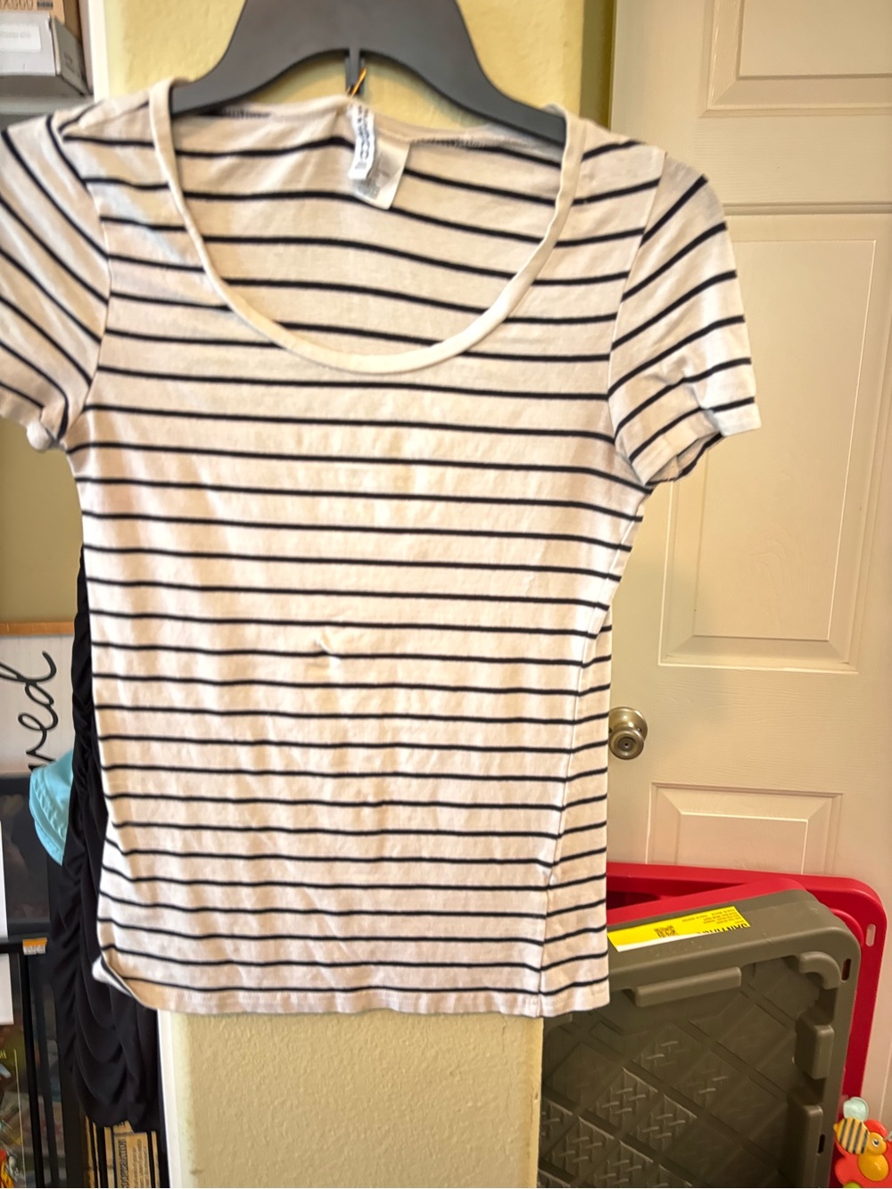 H&M White Tee with Black Horizontal Stripes